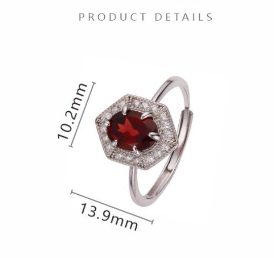 S925 Sterling Silver Natural Gemstone Ring for Women